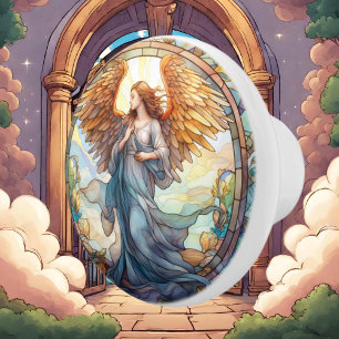 Pomo De Cerámica Cristal fino teñido Ángel Religioso