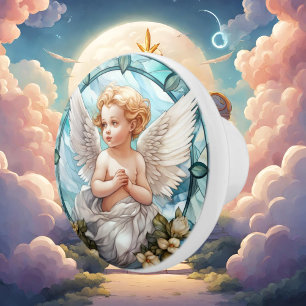 Pomo De Cerámica Cristal fino teñido Ángel Religioso