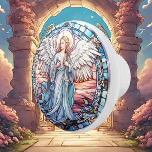 Pomo De Cerámica Cristal fino teñido Ángel Religioso