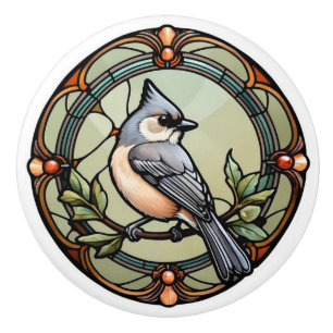 Pomo De Cerámica Cristal manchado Titmouse