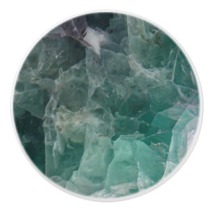 Pomo De Cerámica Cristales de curación de flúor Verde azulados