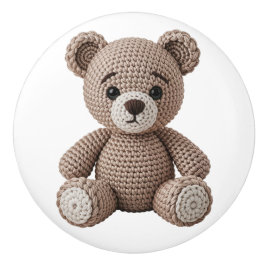Pomo De Cerámica Crochet Teddy Bear
