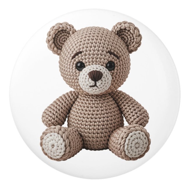 Pomo De Cerámica Crochet Teddy Bear (Anverso)
