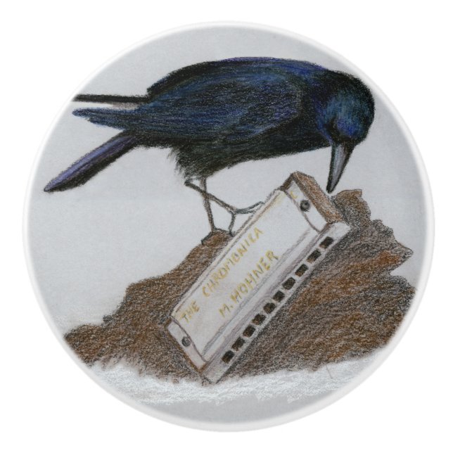 Pomo De Cerámica Crow y Harmonica (Anverso)