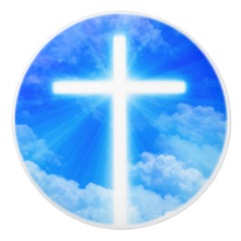 Pomo De Cerámica Cruz de la Luz Jesucristo Personalizable Cristiano