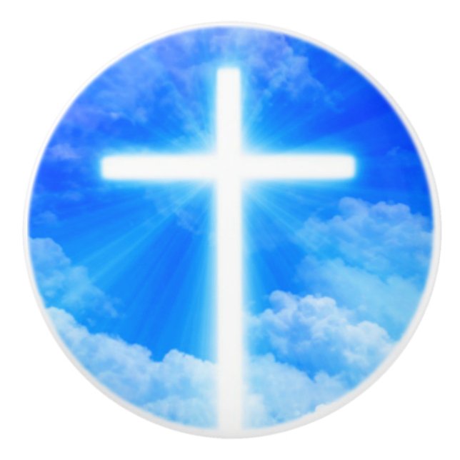 Pomo De Cerámica Cruz de la Luz Jesucristo Personalizable Cristiano (Anverso)