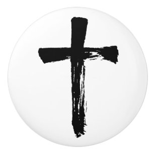 Pomo De Cerámica Cruz de pincel moderna - Crucifijo artístico cris