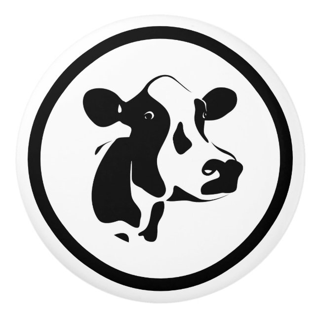 Pomo De Cerámica Cuaderno del gabinete de cerámica de vaca (Anverso)