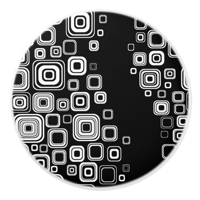 Pomo De Cerámica Cuadrados blancos y negros retros (Anverso)