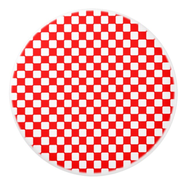 Pomo De Cerámica Cuadros de guinga roja (Anverso)