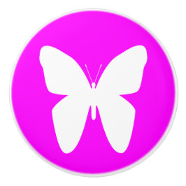 Pomo De Cerámica Cualquier Mariposa de Color sobre Rosa