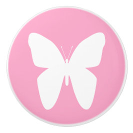 Pomo De Cerámica Cualquier Mariposa de Color sobre Rosa Clavel