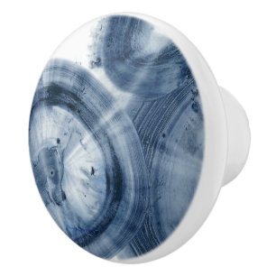 Pomo De Cerámica Cuasares - círculos azules manchados de tinta