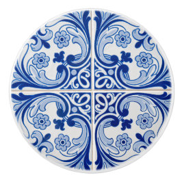 Pomo De Cerámica Cubierta cerámica con mosaico azul y blanco