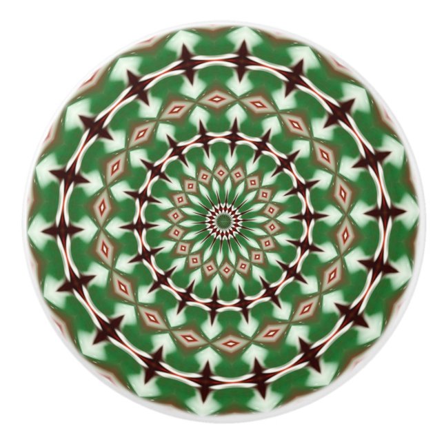 Pomo De Cerámica Cubierta de cerámica de Kaleidoscope Mandala en ve (Anverso)