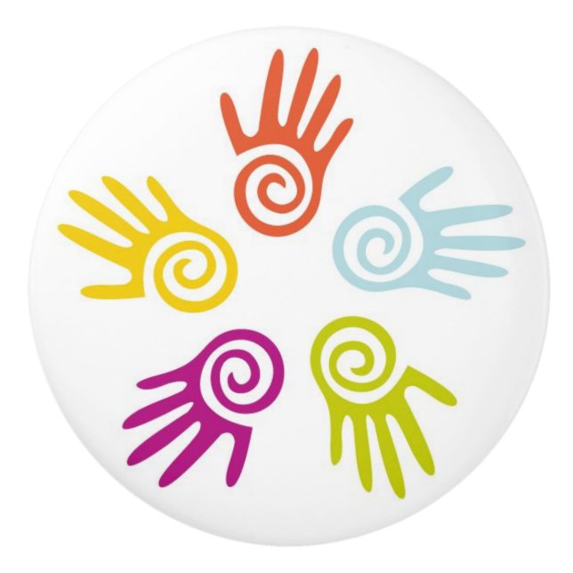 Pomo De Cerámica Cubierta de cerámica para manos pintadas (Anverso)