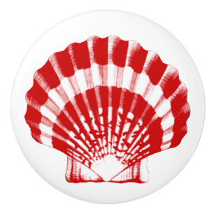 Pomo De Cerámica Cubierta marina - rojo profundo y blanco