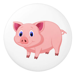 Pomo De Cerámica Cubo de diseño de cerdo rosado de cerámica Knob