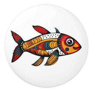 Pomo De Cerámica Cuidada decoración de pescado personalizado colori