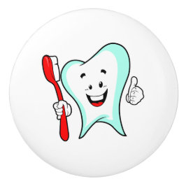 Pomo De Cerámica Cuidado dental Feliz diente con cepillo de dientes