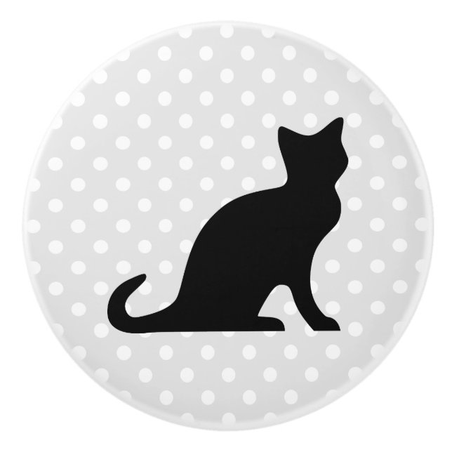 Pomo De Cerámica Cuidado gato negro DIY puerta de cerámica y perill (Anverso)