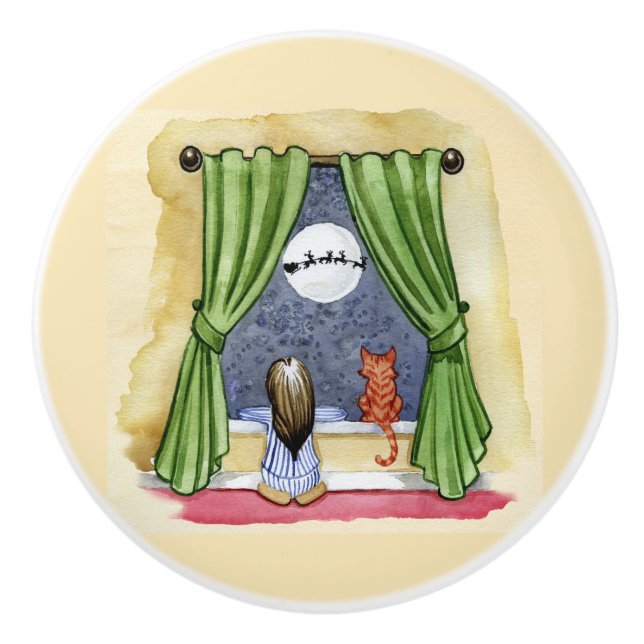 Pomo De Cerámica Cuidados Navidades Vieron Agua para Niños y Gatos  (Anverso)