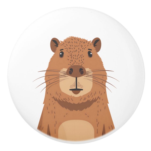 Pomo De Cerámica Curioso retrato de Capibara (Anverso)