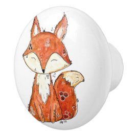 Pomo De Cerámica Curte Whimsical Fox