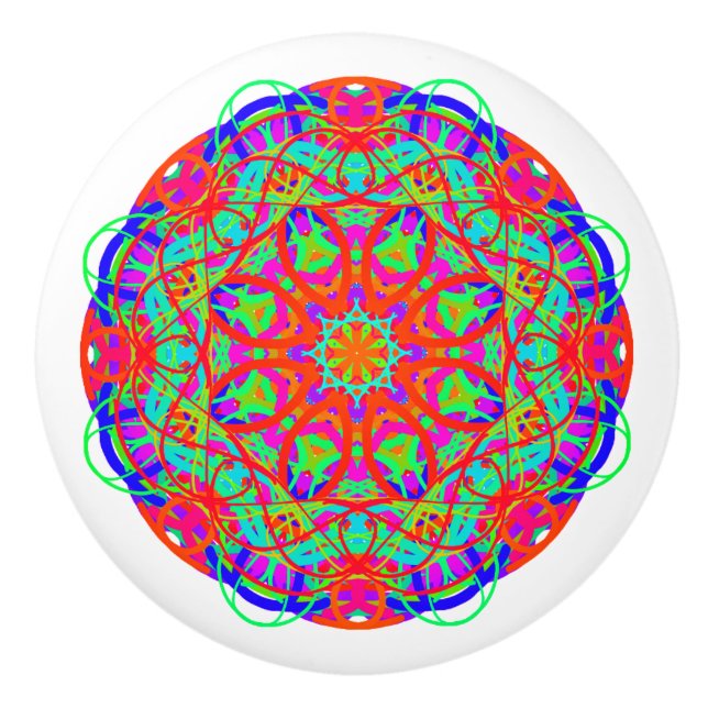 Pomo De Cerámica Curva colorida Mandala Boho (Anverso)