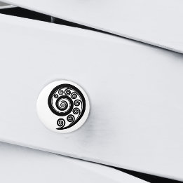 Pomo De Cerámica Curvas inspiradas en hojas de hierro blancas y neg