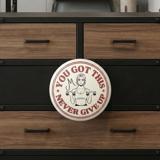 Pomo De Cerámica Custom Monogram Motivational Retro (Subido por el creador)