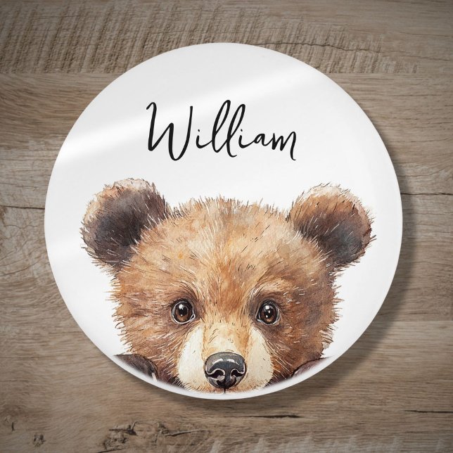 Pomo De Cerámica Cute acuarela Woodland Animal Bear Nursera Room (Cute Watercolor Woodland Animal Bear Nursery Room Ceramic Knob)