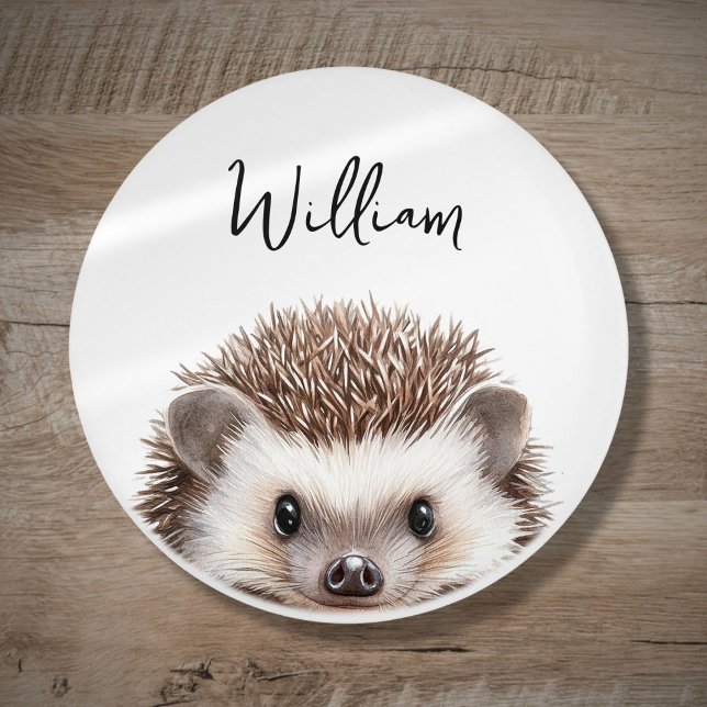 Pomo De Cerámica Cute acuarela Woodland Hedgehog Nursera Room (Cute Watercolor Woodland Hedgehog Nursery Room Ceramic Knob)