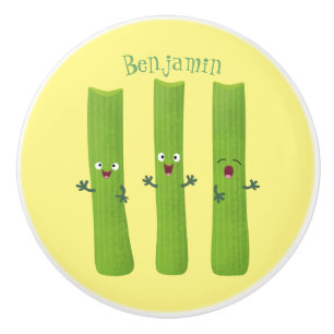 Pomo De Cerámica Cute apio palitos trio verduras personalizados