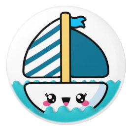 Pomo De Cerámica Cute Beach Sailboat Ceramic Knob