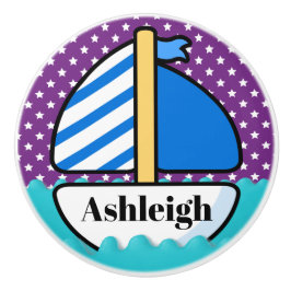 Pomo De Cerámica Cute Beach Sailboat Ceramic Knob