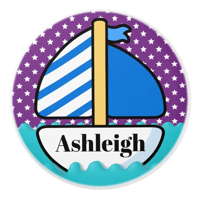 Pomo De Cerámica Cute Beach Sailboat Ceramic Knob (Anverso)