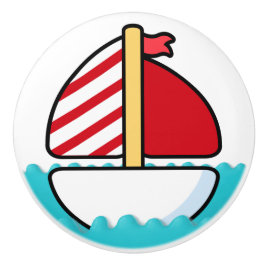 Pomo De Cerámica Cute Beach Sailboat Ceramic Knob