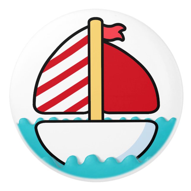 Pomo De Cerámica Cute Beach Sailboat Ceramic Knob (Anverso)