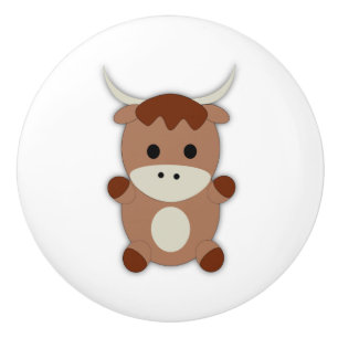 Pomo De Cerámica Cute Brown Cow
