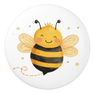 Pomo De Cerámica Cute Chubby Abejorro "Bee Happy" 