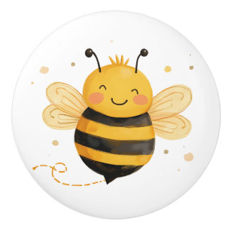 Pomo De Cerámica Cute Chubby Bumblebee "Bee Happy" 