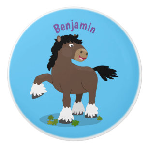 Pomo De Cerámica Cute Clydesdale personalizado de caballo ilustraci