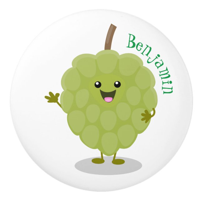 Pomo De Cerámica Cute crema crema de manzana cherimoya personalizad (Anverso)