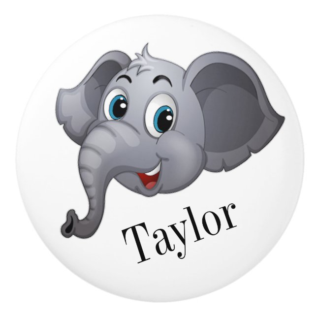 Pomo De Cerámica Cute Elephant Knobs (Anverso)