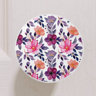 Pomo De Cerámica Cute Floral Botánica acuarela