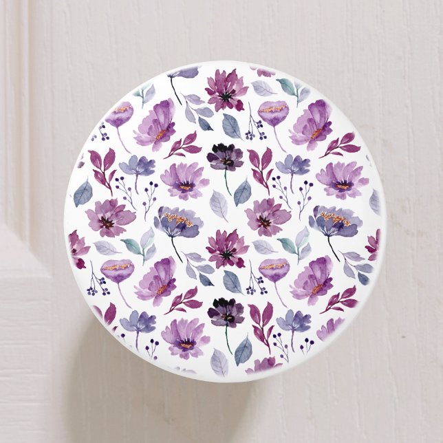 Pomo De Cerámica Cute Floral Botánica acuarela (Subido por el creador)