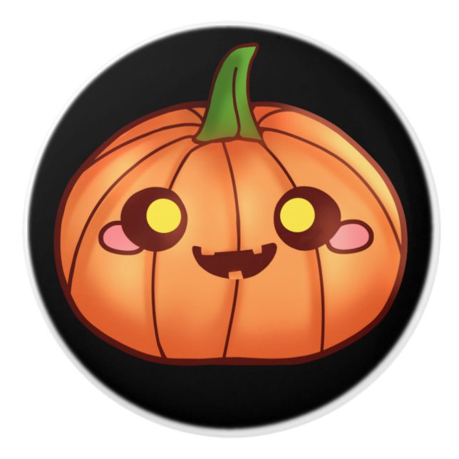 Pomo De Cerámica Cute Halloween Jack O Lantern (Anverso)