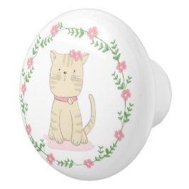 Pomo De Cerámica Cute Kitten Ceramic Knob