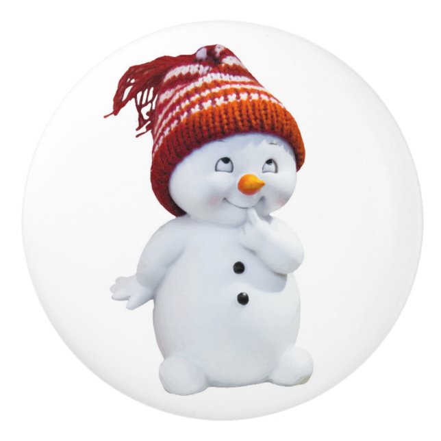 POMO DE CERÁMICA CUTE PLAYFUL SNOWMAN (Anverso)